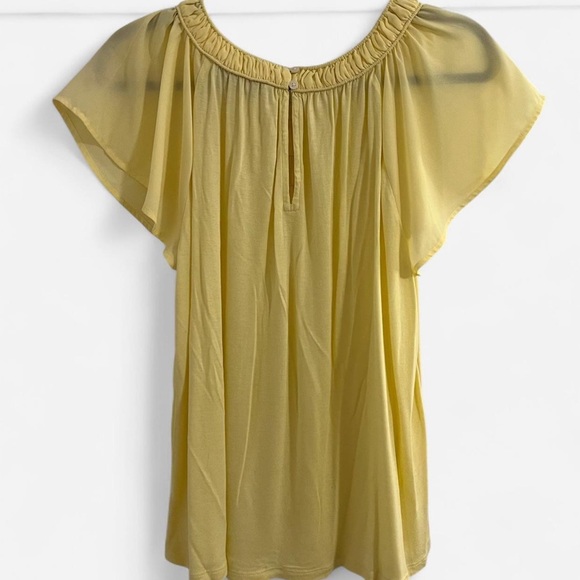 LOFT Pale Yellow Flutter Sleeve Blouse - Picture 6 of 7